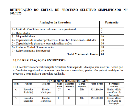 Coribe (BA) retifica edital de processo seletivo e reduz requisitos para atuar nas escolas